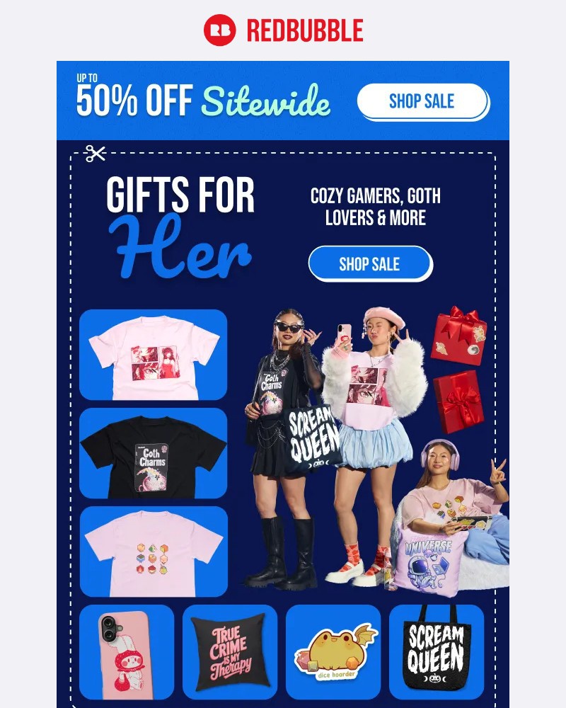 Screenshot of email sent to a Redbubble Newsletter subscriber