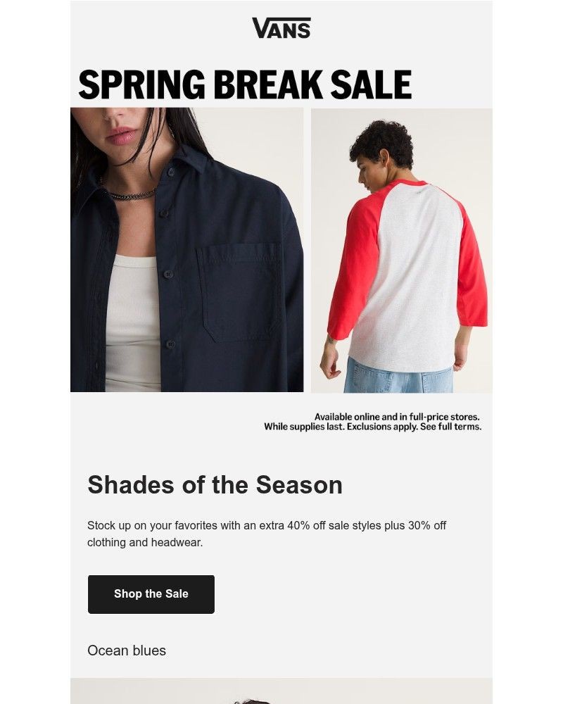 Screenshot of email sent to a Vans Registered user