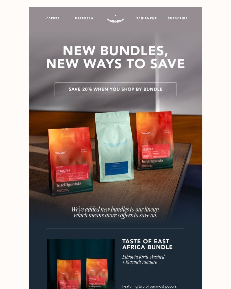 Screenshot of email sent to a Intelligentsia Newsletter subscriber