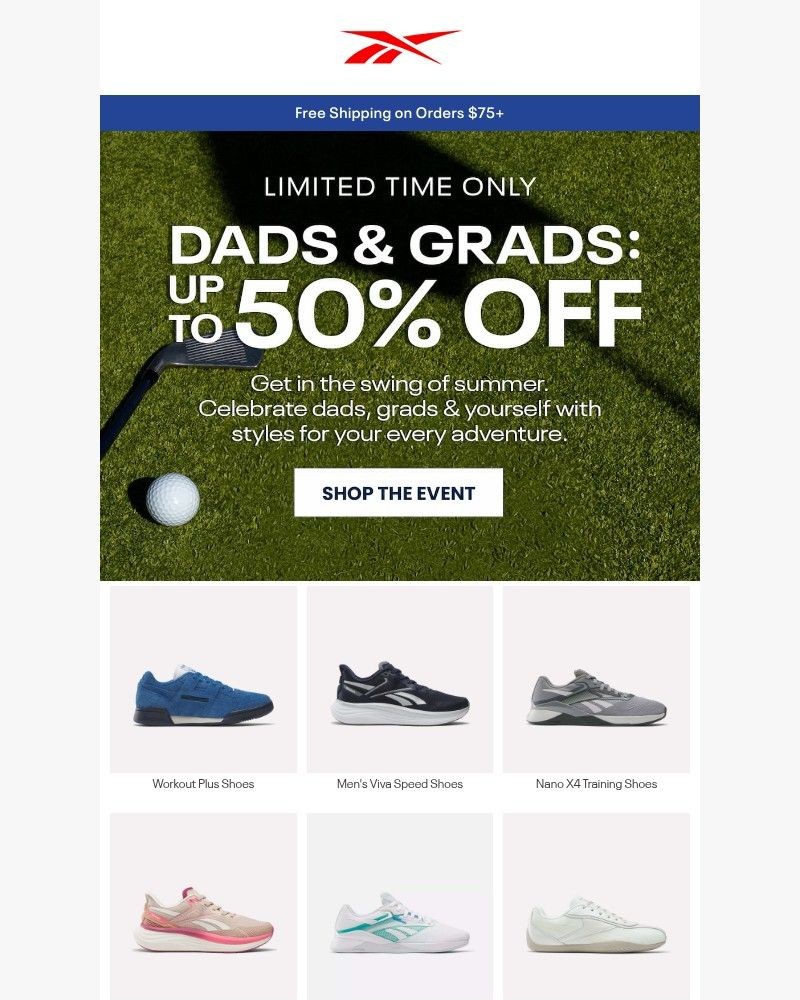 Screenshot of email sent to a Reebok Newsletter subscriber