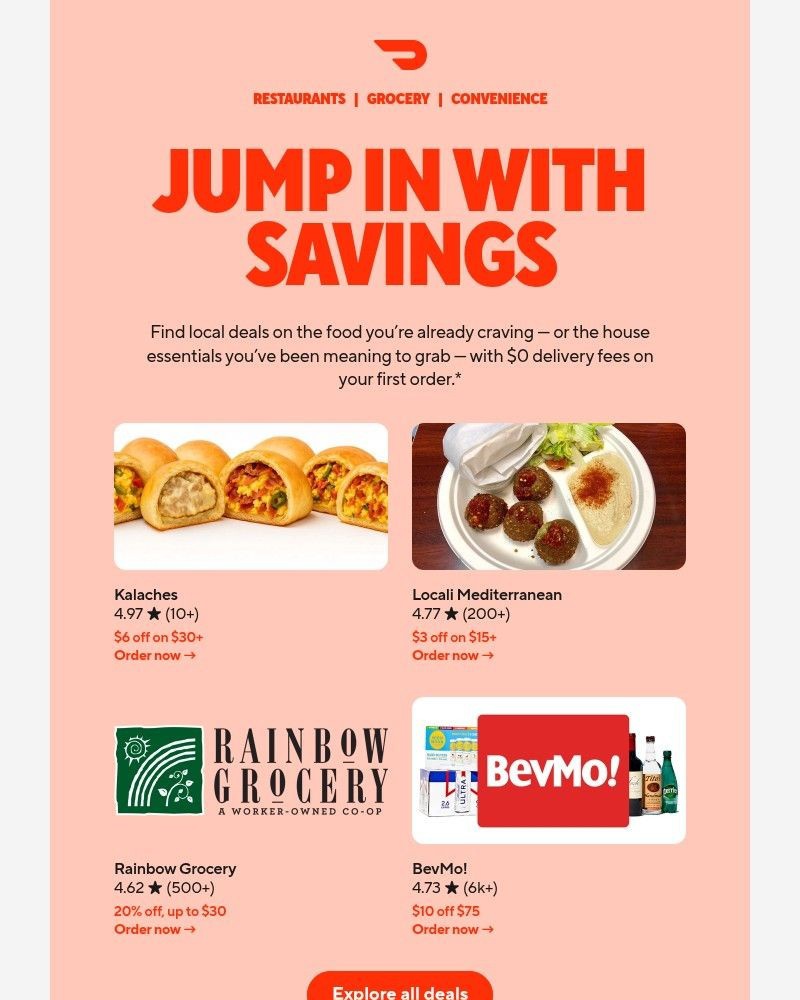 Screenshot of email sent to a DoorDash Registered user
