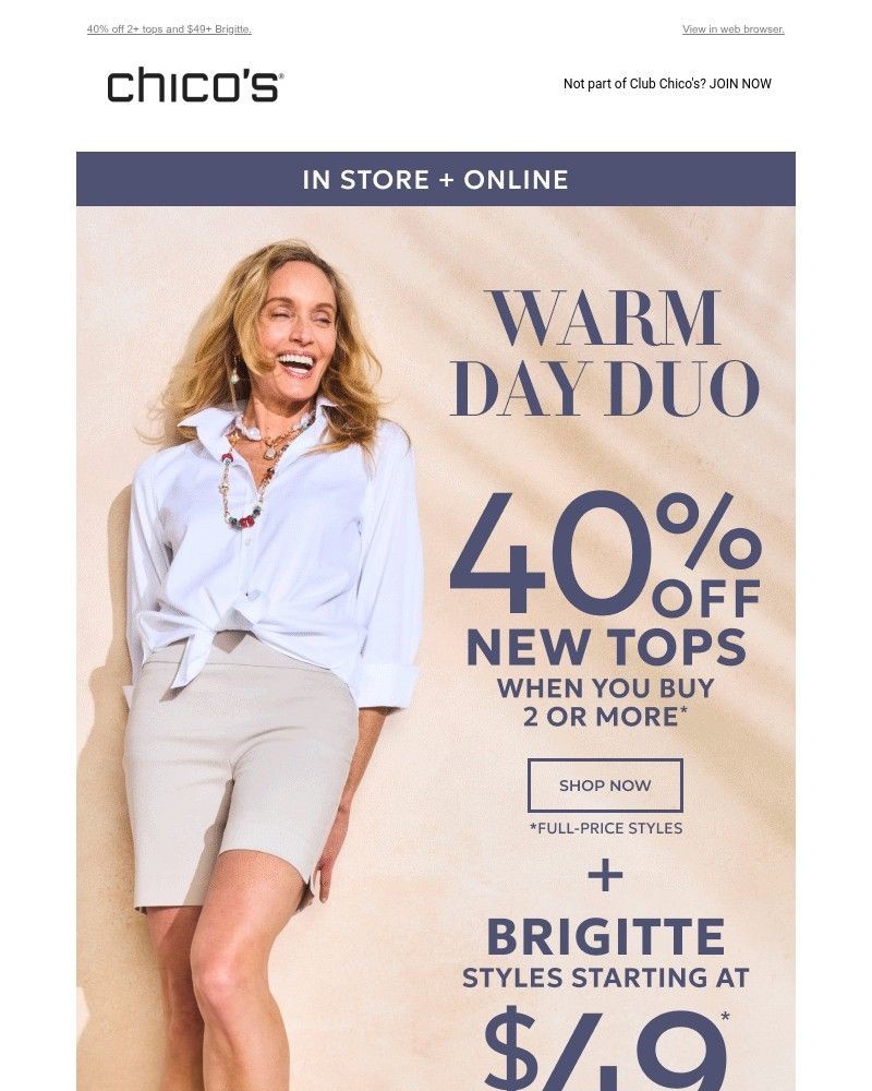 Screenshot of email sent to a Chico’s Newsletter subscriber