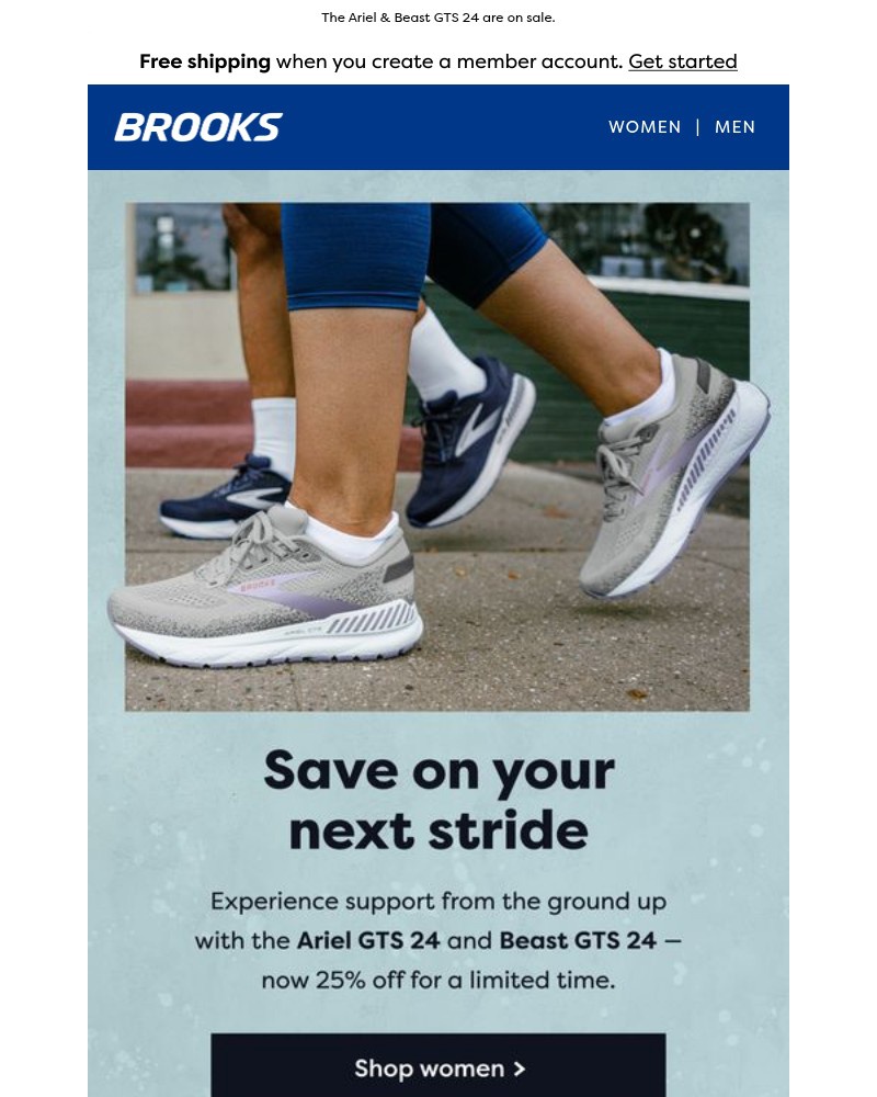 Screenshot of email sent to a Brooks Newsletter subscriber
