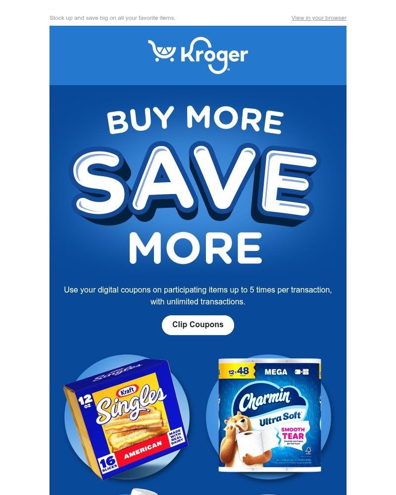 Screenshot of email sent to a Kroger Registered user