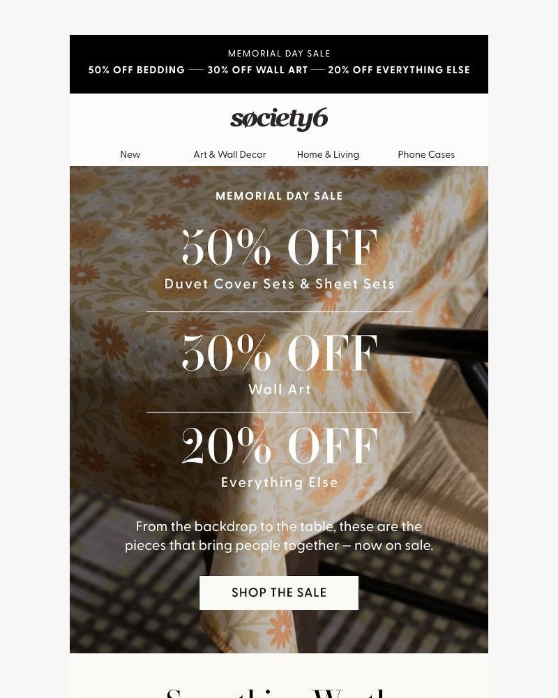 Screenshot of email sent to a Society6 Newsletter subscriber