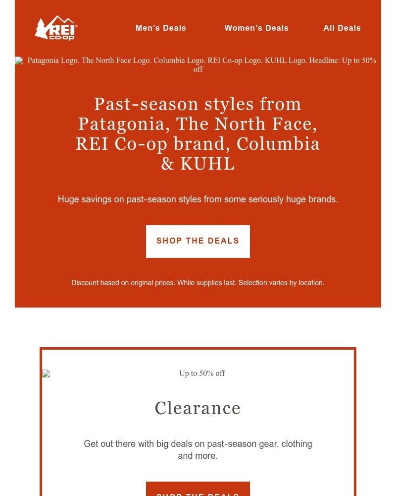 Screenshot of email sent to a REI Co-op Newsletter subscriber