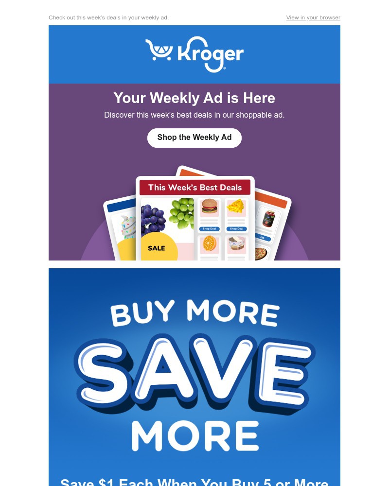 Screenshot of email sent to a Kroger Registered user