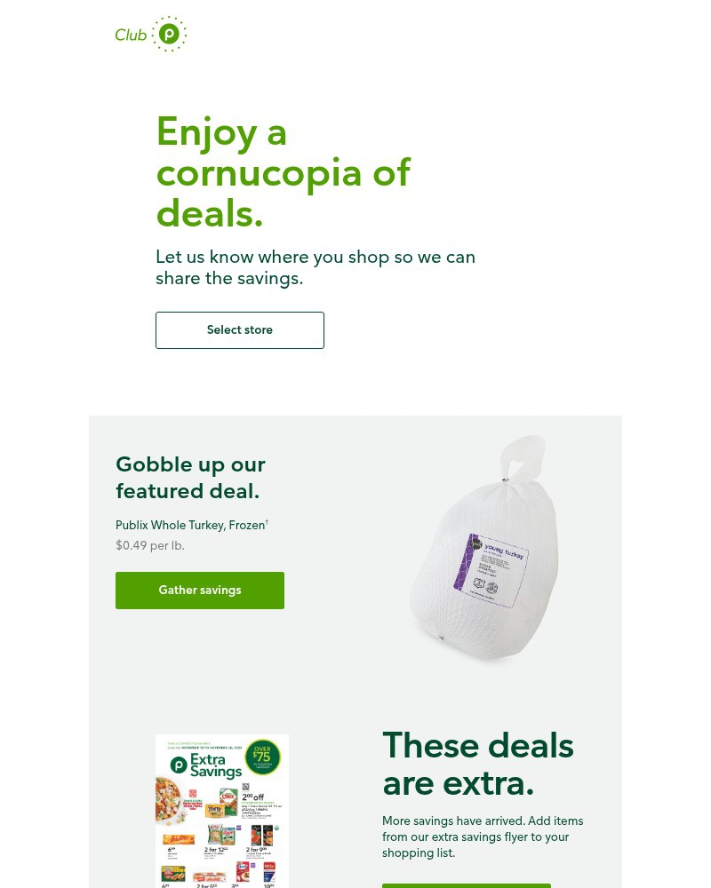 Screenshot of email sent to a Publix Registered user