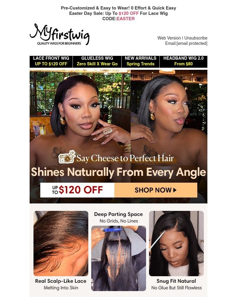 Screenshot of email sent to a My First Wig Newsletter subscriber