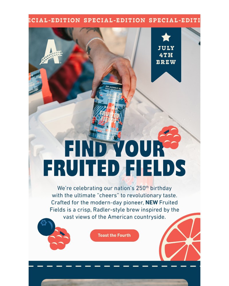 Screenshot of email sent to a Athletic Brewing Newsletter subscriber