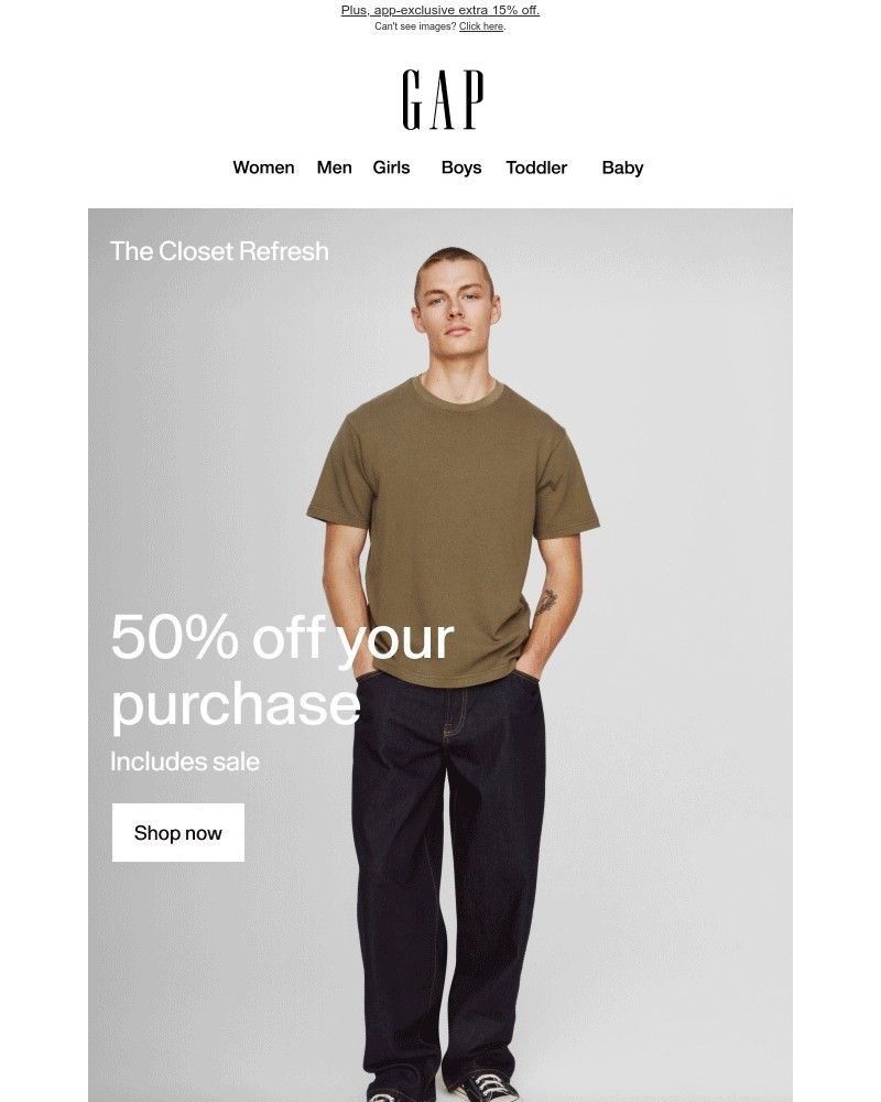 Screenshot of email with subject /media/emails/say-hello-to-half-off-your-cart-sale-styles-are-included-54d727-cropped-e4c4f9d6.jpg