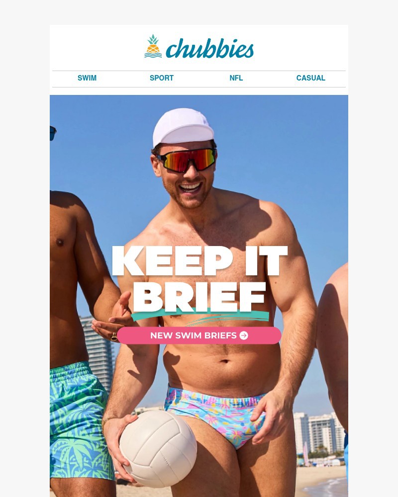 Screenshot of email sent to a Chubbies Newsletter subscriber