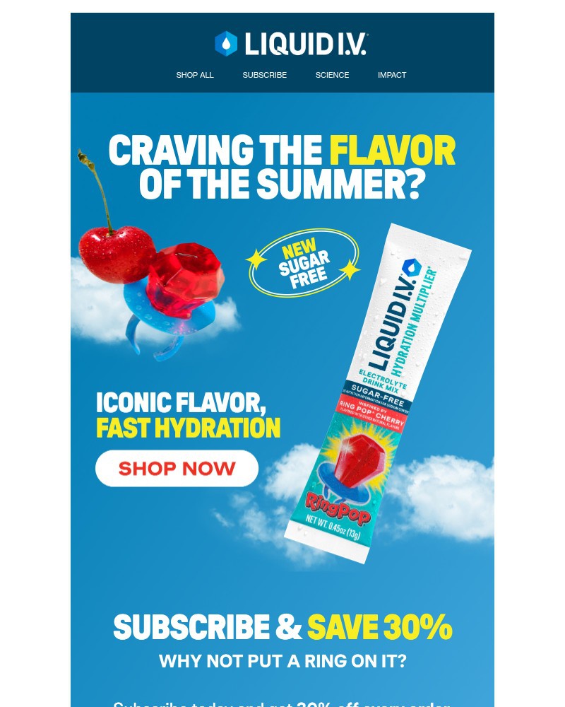Screenshot of email sent to a Liquid I.V. Newsletter subscriber