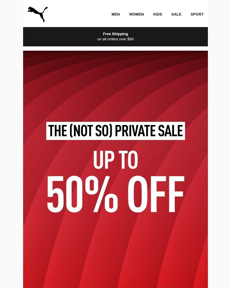 Screenshot of email sent to a Puma Newsletter subscriber