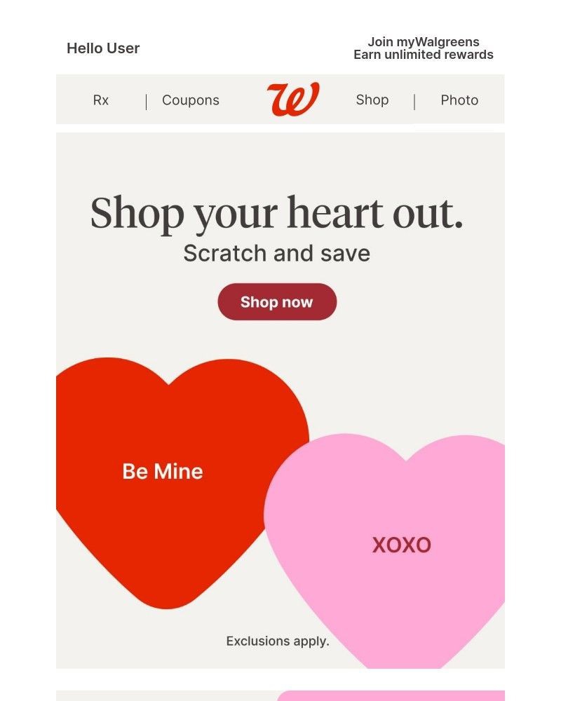 Screenshot of email sent to a Walgreens Registered user