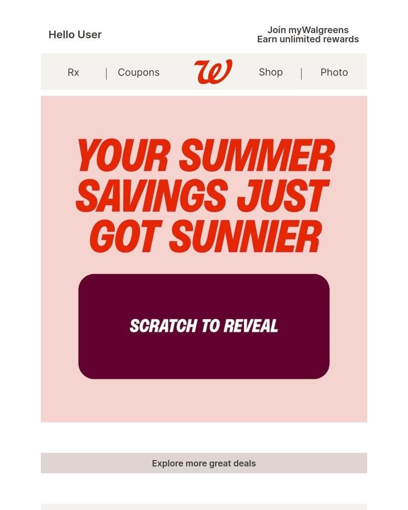 Screenshot of email sent to a Walgreens Registered user
