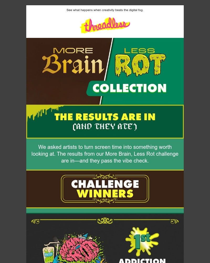Screenshot of email sent to a Threadless Newsletter subscriber