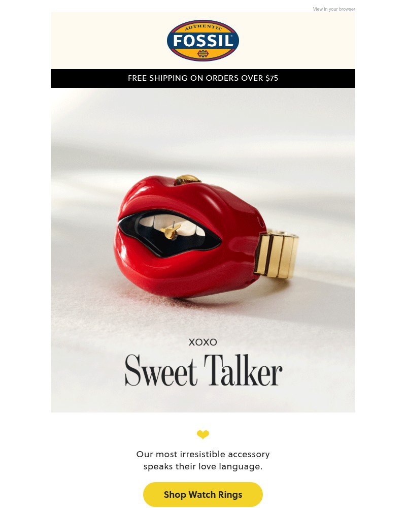 Screenshot of email sent to a Fossil Newsletter subscriber