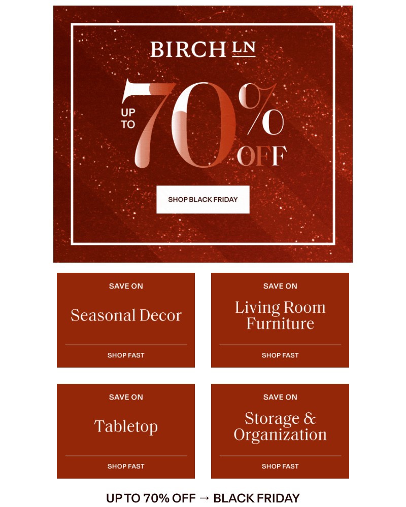 Screenshot of email sent to a Birch Lane Newsletter subscriber