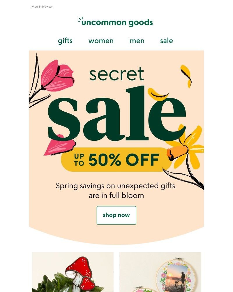 Screenshot of email with subject /media/emails/secret-sale-up-to-50-off-6e3871-cropped-07ffe3ce.jpg