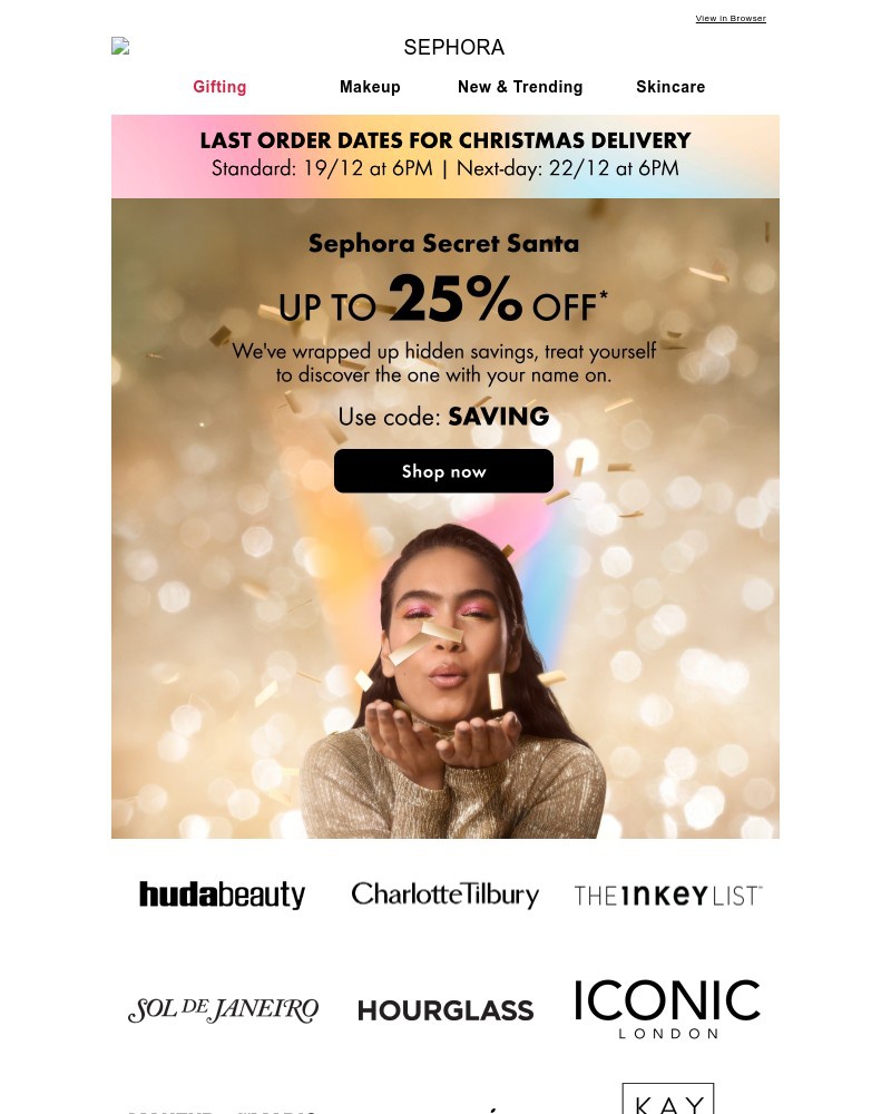 Screenshot of email sent to a Feelunique Newsletter subscriber