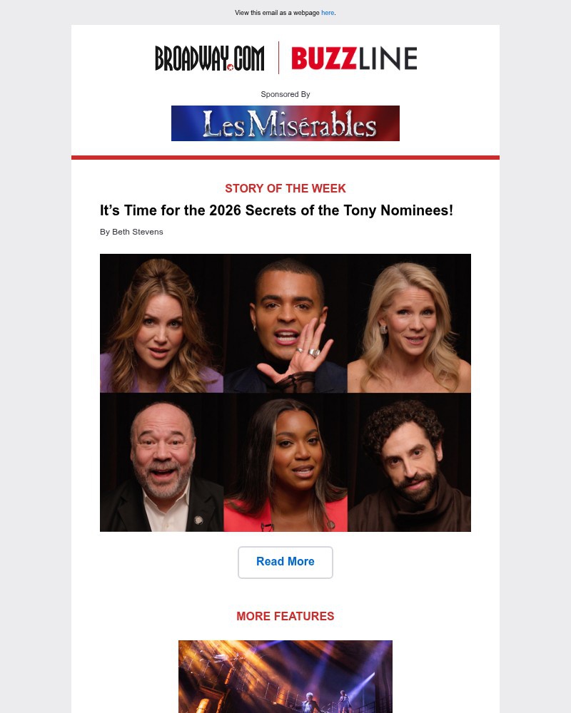 Screenshot of email sent to a Broadway NYC Newsletter subscriber