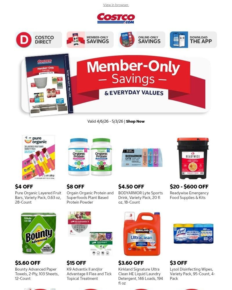 Screenshot of email sent to a Costco Newsletter subscriber