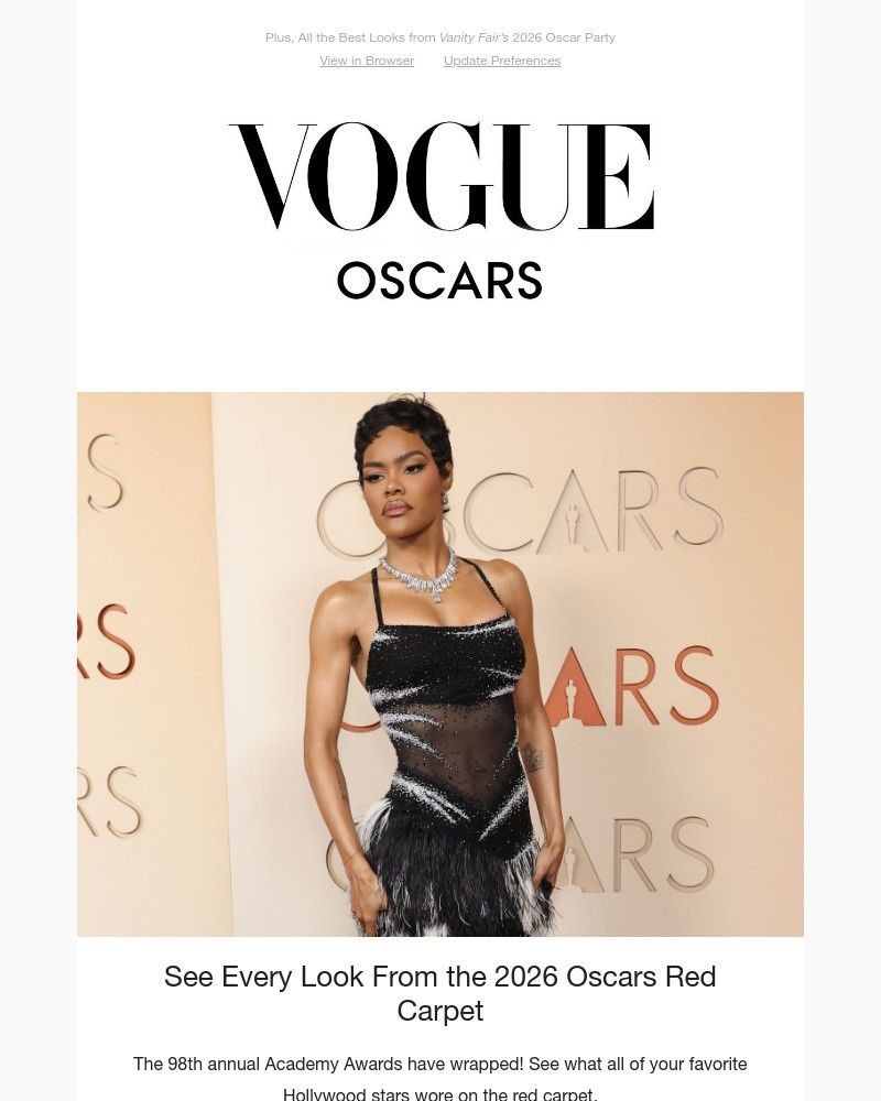 Screenshot of email sent to a Vogue Newsletter subscriber