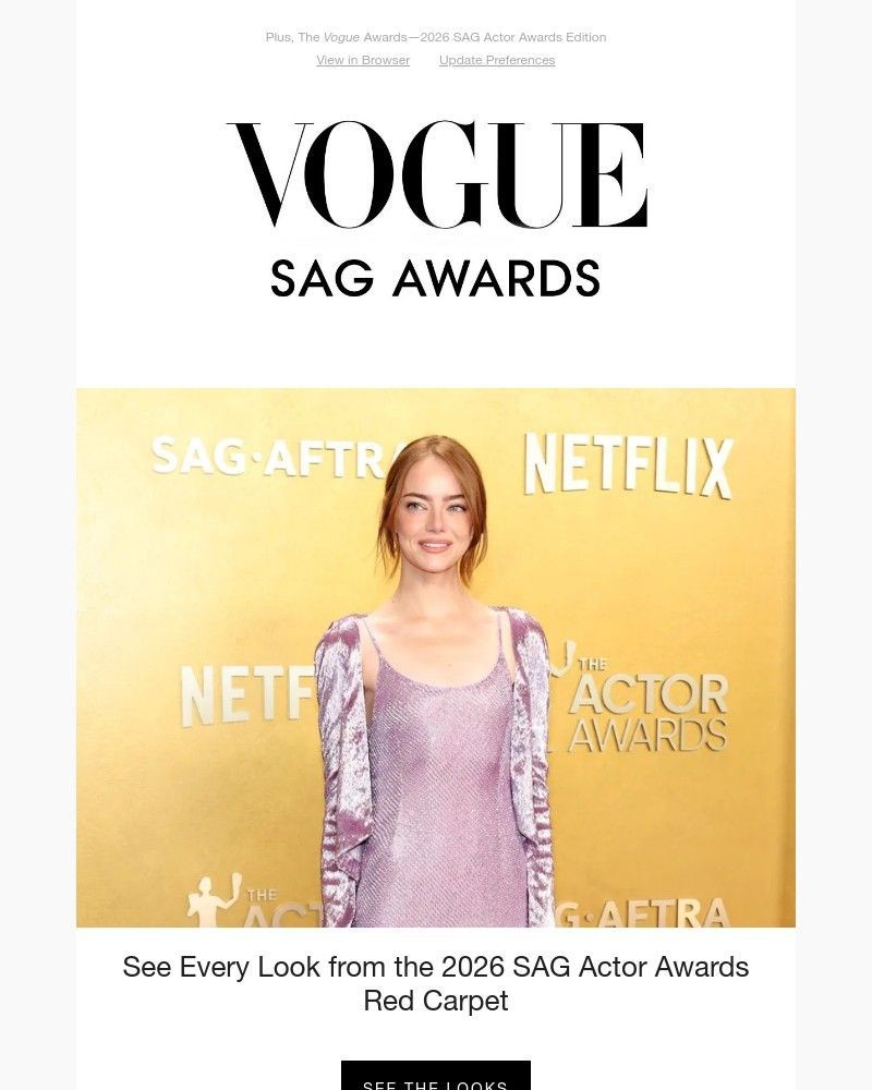 Screenshot of email sent to a Vogue Newsletter subscriber
