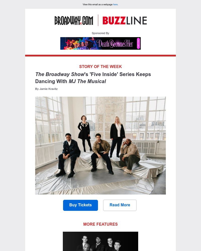 Screenshot of email sent to a Broadway NYC Newsletter subscriber