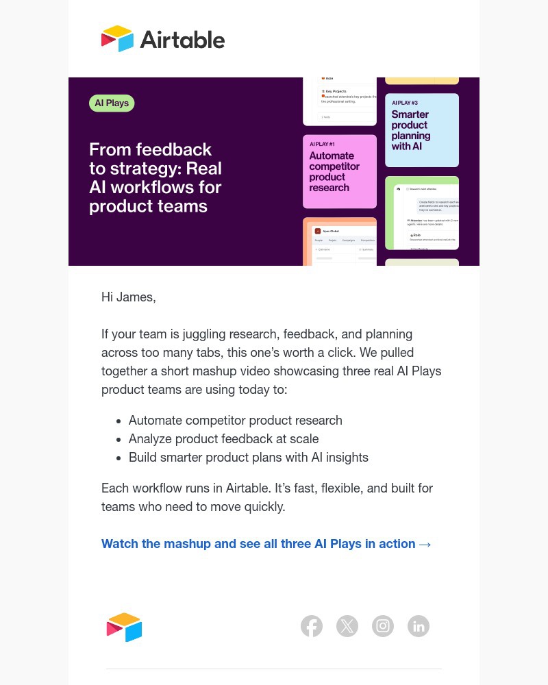 Screenshot of email sent to a Airtable Invited user