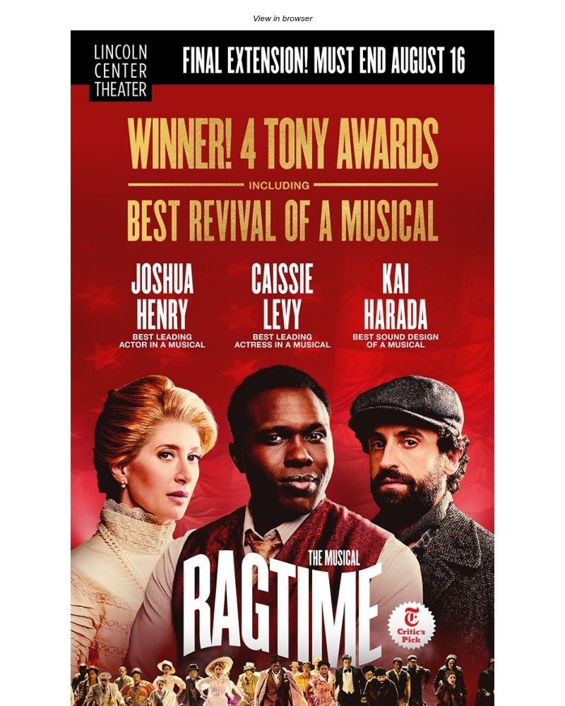 Screenshot of email sent to a Lincoln Center Theater Newsletter subscriber