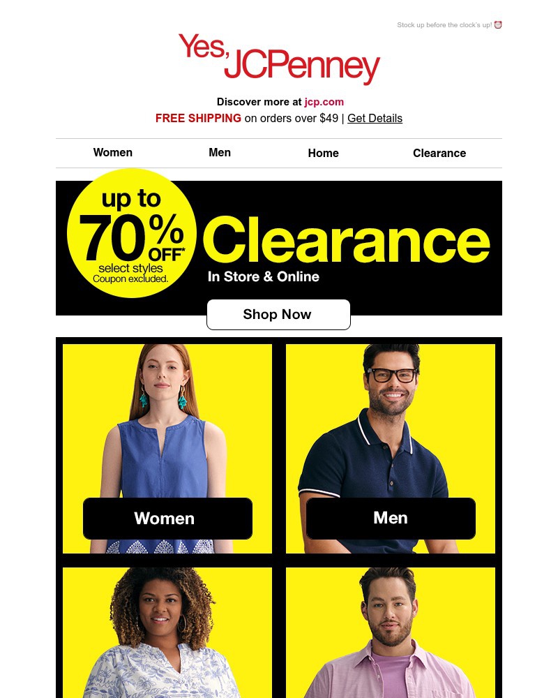Screenshot of email sent to a JCPenney Newsletter subscriber
