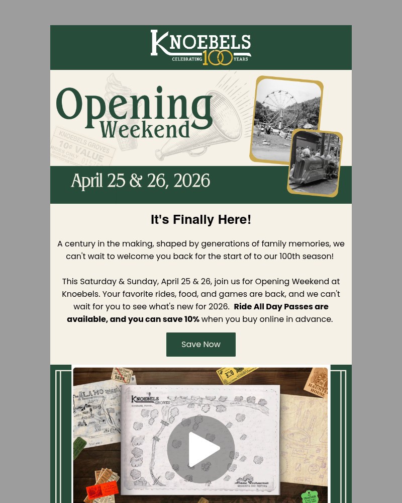 Screenshot of email sent to a Knoebels Newsletter subscriber
