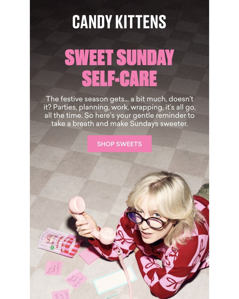 Screenshot of email sent to a Candy Kittens Newsletter subscriber
