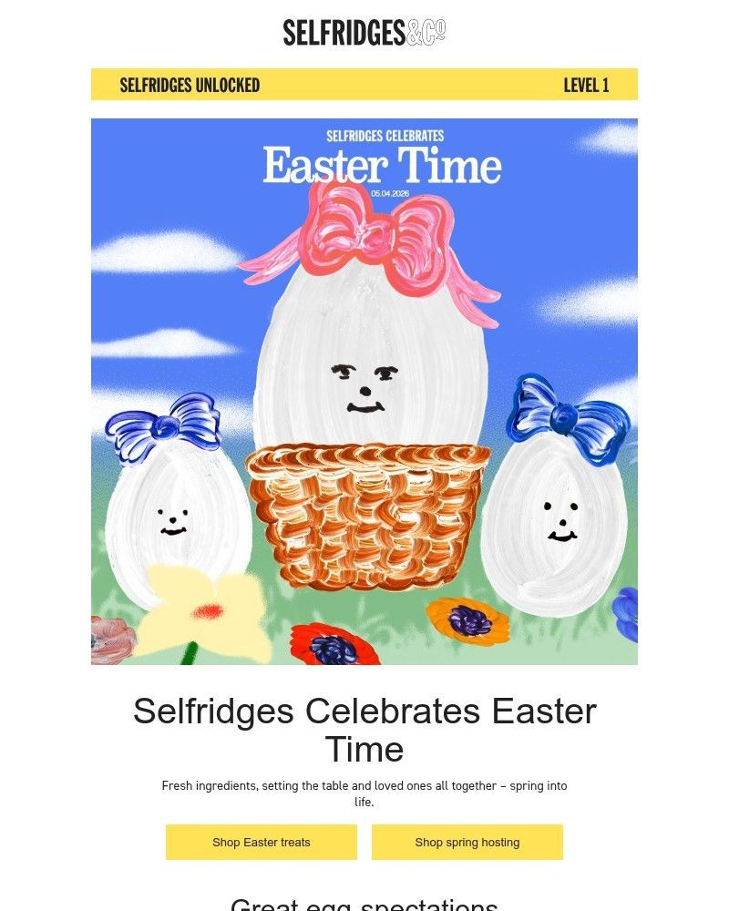 Screenshot of email sent to a Selfridges Newsletter subscriber