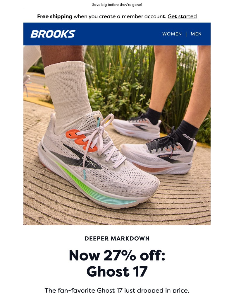 Screenshot of email sent to a Brooks Newsletter subscriber