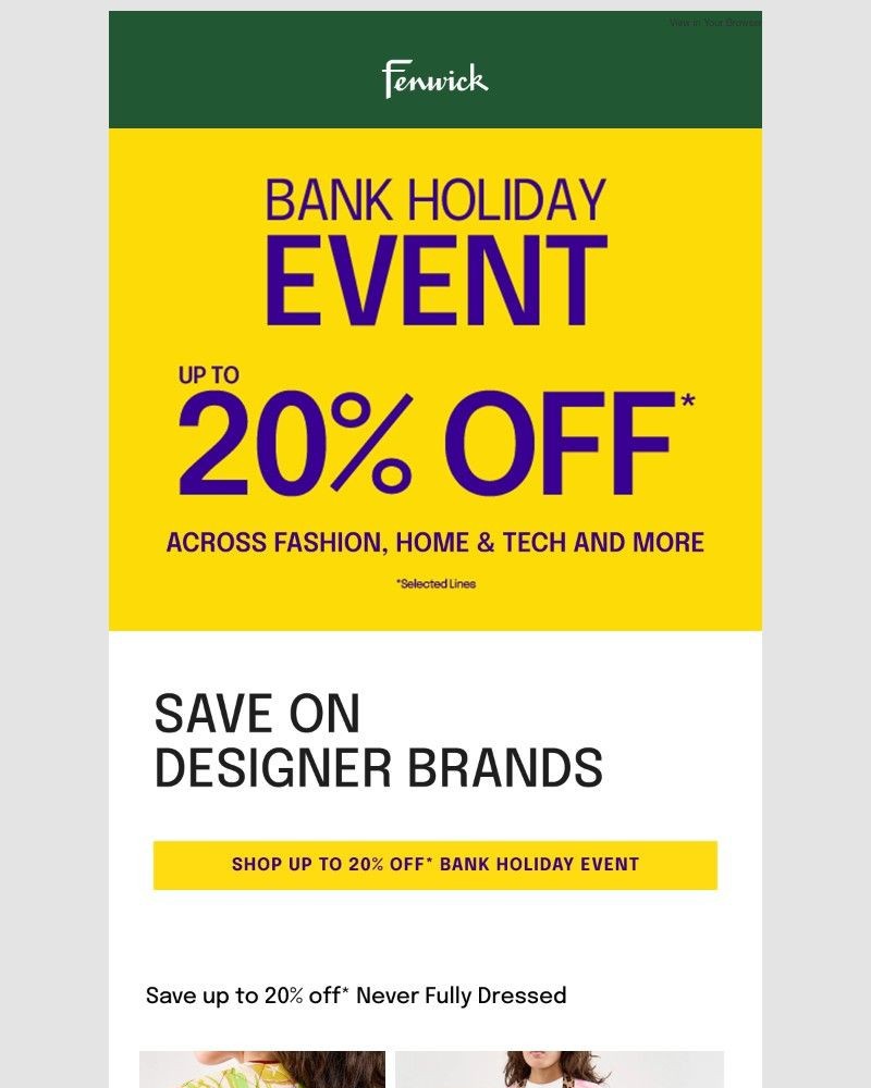 Screenshot of email sent to a Fenwick Newsletter subscriber