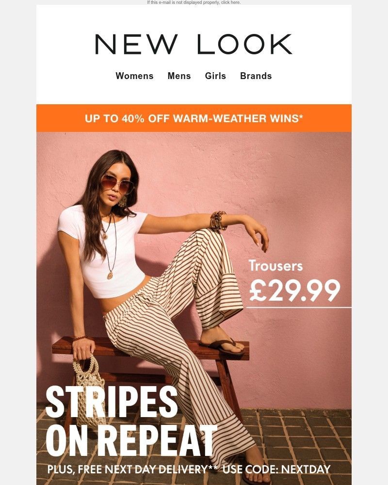 Screenshot of email sent to a New Look Newsletter subscriber