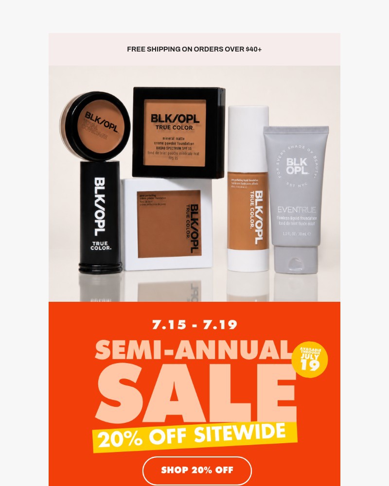 Screenshot of email sent to a Black Opal Beauty Newsletter subscriber