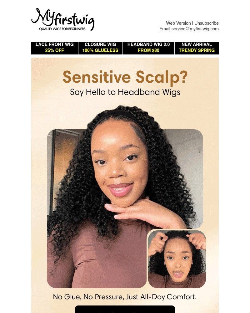Screenshot of email sent to a My First Wig Newsletter subscriber