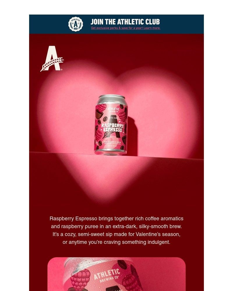 Screenshot of email sent to a Athletic Brewing Newsletter subscriber