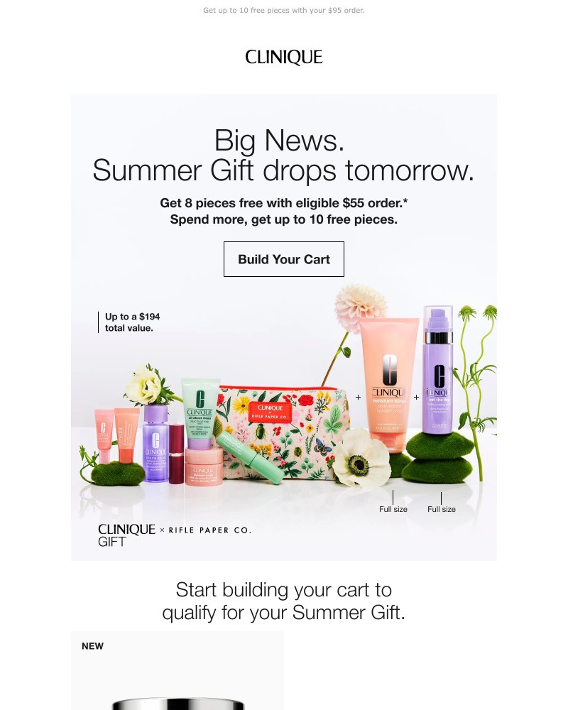 Screenshot of email sent to a Clinique Newsletter subscriber