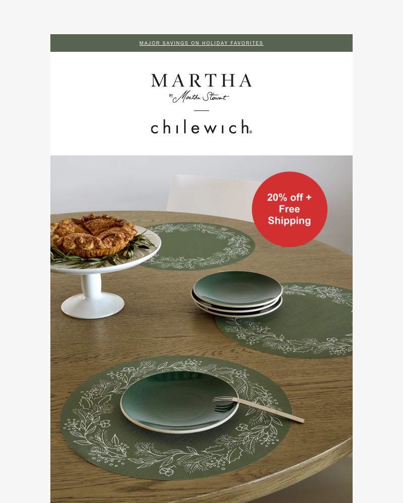 Screenshot of email sent to a Chilewich Newsletter subscriber