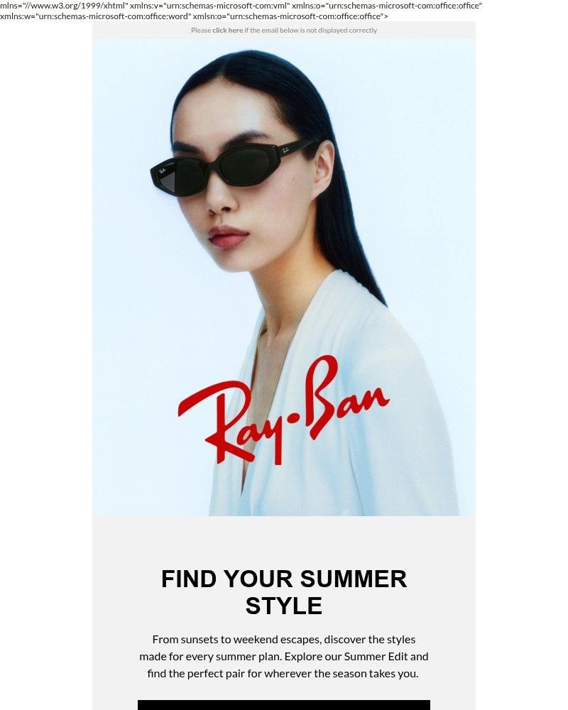 Screenshot of email sent to a Ray-Ban Newsletter subscriber