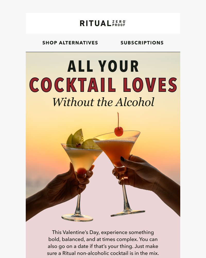 Screenshot of email sent to a Ritual Zero Proof Newsletter subscriber