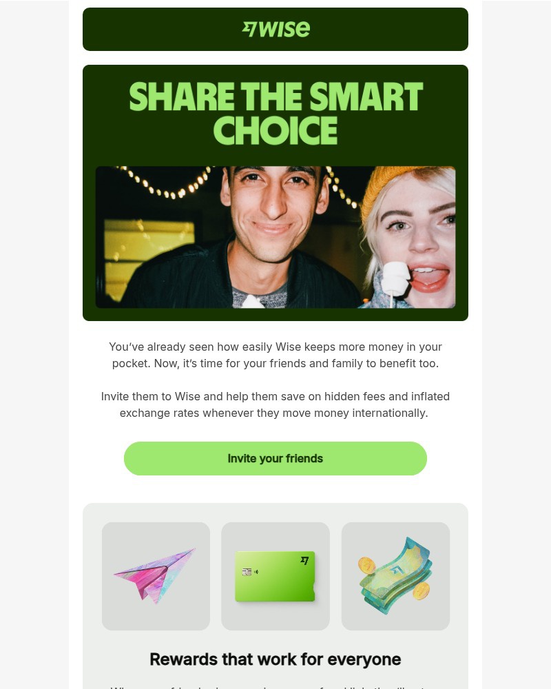 Screenshot of email sent to a Wise Registered user