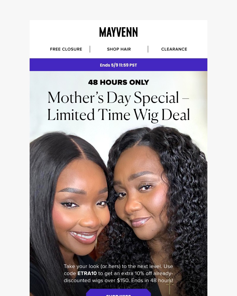 Screenshot of email with subject /media/emails/she-deserves-it-extra-10-off-wigs-for-mothers-day-17d500-cropped-56c9154b.jpg