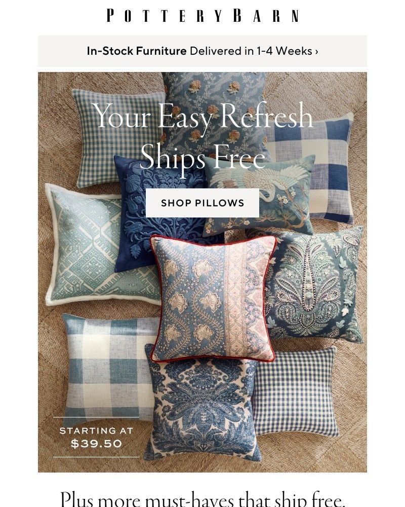 Screenshot of email sent to a Pottery Barn Newsletter subscriber