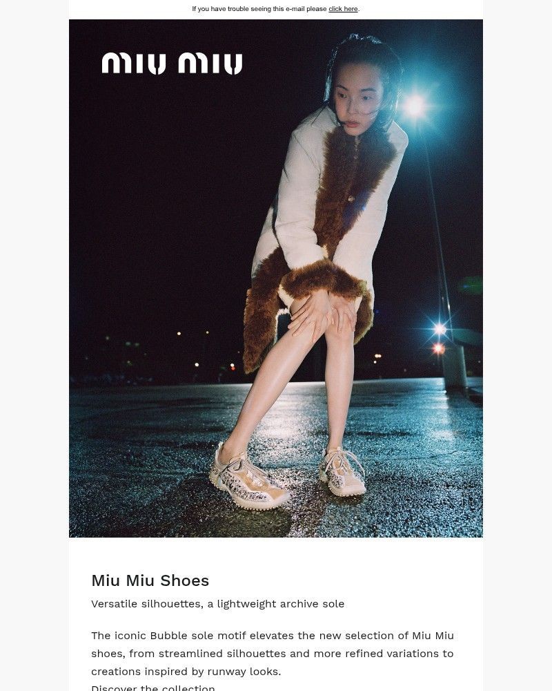 Screenshot of email sent to a Miu Miu Newsletter subscriber